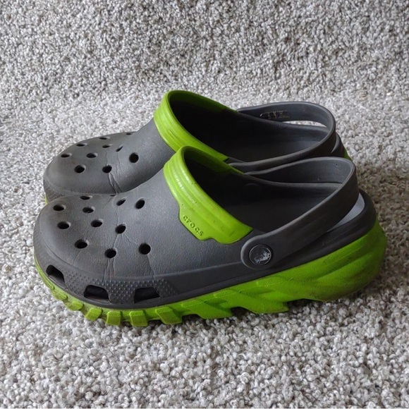 CROCS Unisex Gray Green Duet Max Clog W8 M6 EUC - Picture 3 of 6